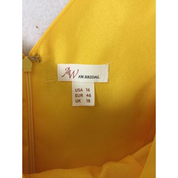 AW BRIDAL 16 2X plus mustard yellow Polly bridesmaid formal maxi dress NEW 0b10 - Picture 9 of 9